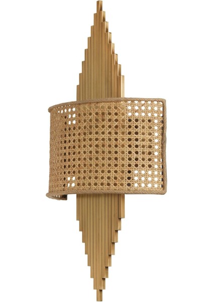 Aslı Eskitme Oval Rattan Abajurlu Aplik