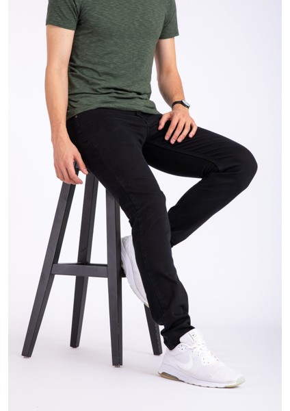 Siyah Slim Fit Likralı Dar Erkek Kot Jean Pantolon fiyatları