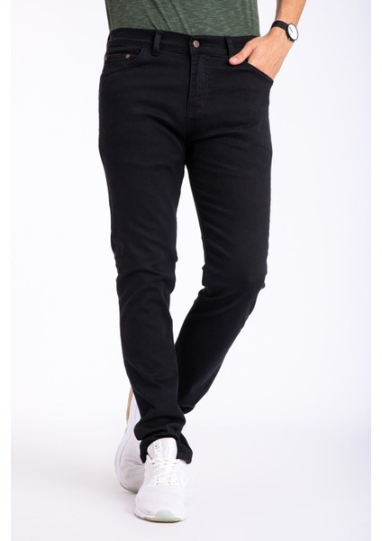 Siyah Slim Fit Likralı Dar Erkek Kot Jean Pantolon fırsatları