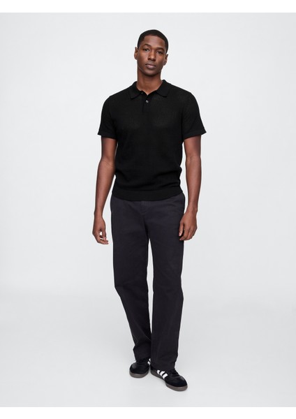 Erkek Siyah Polo Yaka Ribana T-Shirt modelleri