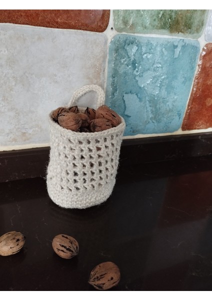 Örgü Sepet - Krem - Organik & El Yapımı