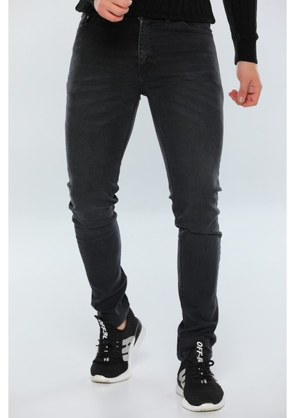 Erkek Füme Slim Fit Likralı Kot Jean Pantolon 2280