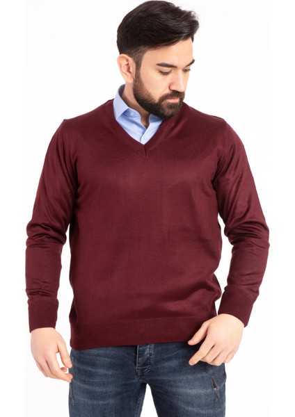 Erkek Ince Yün Triko Örgü Regular Baba V Yaka Kazak 5130 fırsatları