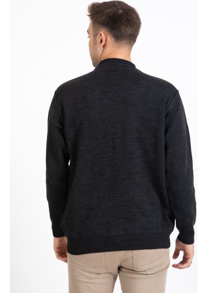 Erkek Orta Yaş ve Üzeri Sıkı Dokuma Triko Örgü Akrilik Kışlık Baba Yarım Balıkçı Yaka Kazak 2050-FÜME fırsatları