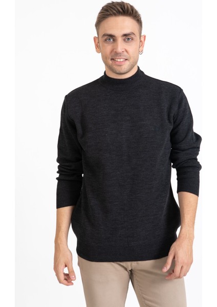 Erkek Orta Yaş ve Üzeri Sıkı Dokuma Triko Örgü Akrilik Kışlık Baba Yarım Balıkçı Yaka Kazak 2050-FÜME indirimleri