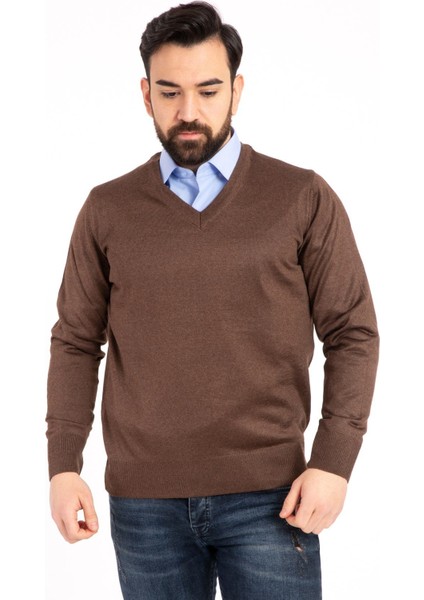 Erkek Ince Yün Triko Örgü Regular Baba V Yaka Kazak 5130 fırsatları