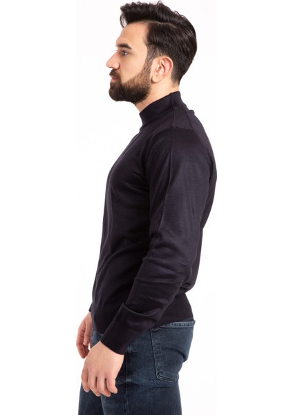 Erkek İnce Yün Triko Örgü Regular Kalıp Baba Yarım Balıkçı Yaka Boğazlı Kazak Bluz 5140 fiyatları