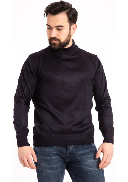 Erkek İnce Yün Triko Örgü Regular Kalıp Baba Yarım Balıkçı Yaka Boğazlı Kazak Bluz 5140 modelleri