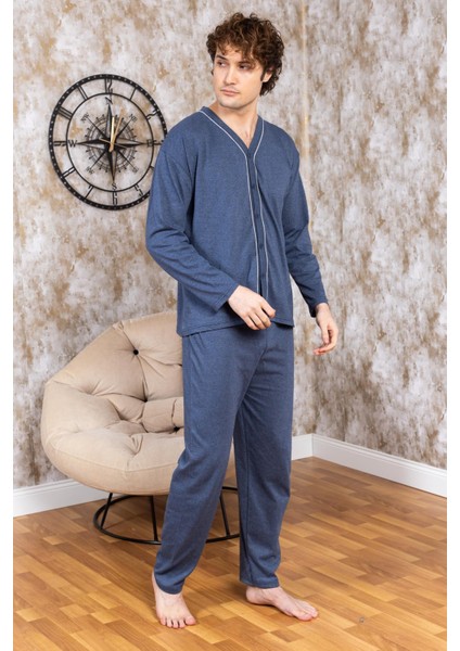 Erkek Boydan Düğmeli Pamuk Pijama Takımı 16511 fiyatları