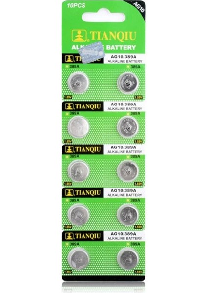 Tıanqıu AG10 LR1130/389 Alkalin 10'lu Düğme Pil - MBN5005-7898