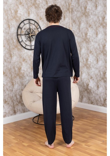Erkek Boydan Düğmeli Yüksel Kalite Pamuk Pijama Takımı 16511 indirimleri