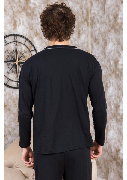 Erkek Boydan Düğmeli Yüksel Kalite Pamuk Pijama Takımı 16511 fırsatları