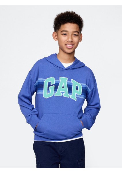 Erkek Çocuk Mavi Gap Logo Relaxed Havlu Kumaş Sweatshirt