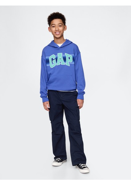 Erkek Çocuk Mavi Gap Logo Relaxed Havlu Kumaş Sweatshirt