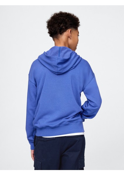 Erkek Çocuk Mavi Gap Logo Relaxed Havlu Kumaş Sweatshirt