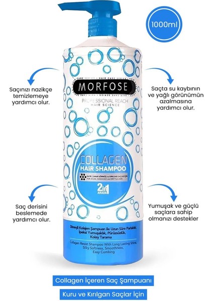 Morfose Kolajen Şampuan 1000 ml - Zayıf ve Zarar Görmüş Saçlar