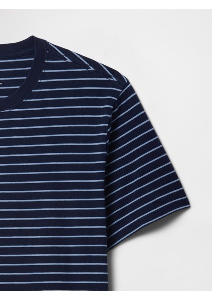 Erkek Lacivert Relaxed Bisiklet Yaka T-Shirt modelleri