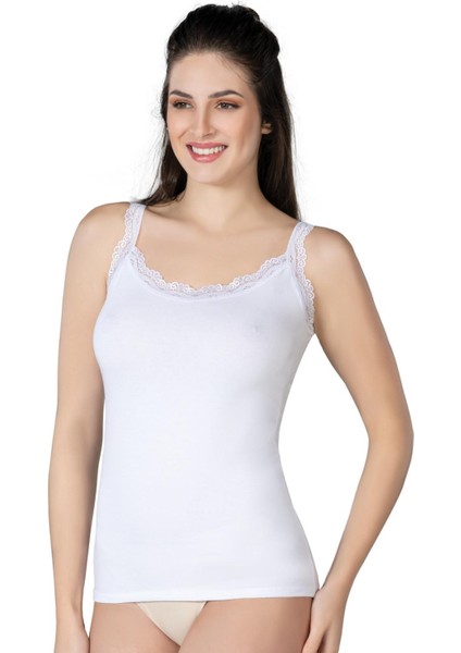 Miraxx Beyaz Mı Emay 1411 Modal Cotton Dantelli Atlet