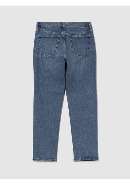 Kadın Koyu Mavi Mid Rise Girlfriend Jean Pantolon fiyatları