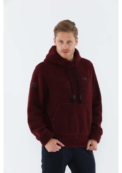 Comfort Erkek Kapşonlu Uzun Kol Bordo Sweatshirt 20229