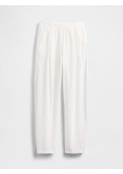 Kadın Pembe Crinkle Gauze Easy Barrel Pantolon