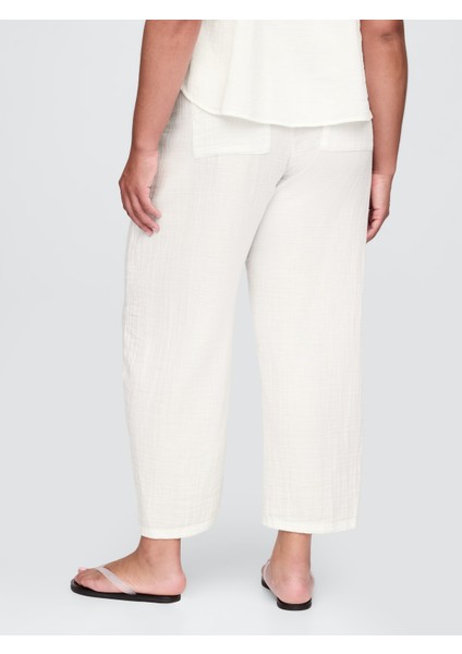 Kadın Pembe Crinkle Gauze Easy Barrel Pantolon