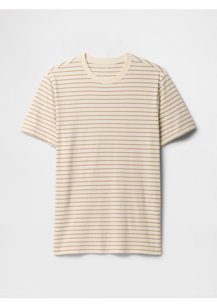 Erkek Bej Relaxed Bisiklet Yaka T-Shirt fiyatları