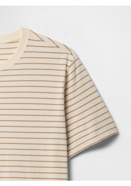 Erkek Bej Relaxed Bisiklet Yaka T-Shirt modelleri