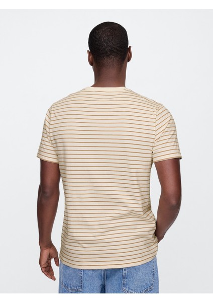 Erkek Bej Relaxed Bisiklet Yaka T-Shirt indirimleri