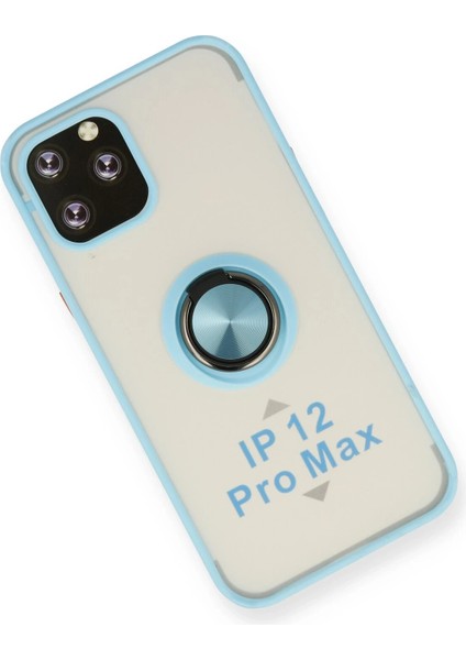 Apple iPhone 12 Pro Kılıf Montreal Yüzüklü Silikon Kapak - Buz Mavi Gnzrz