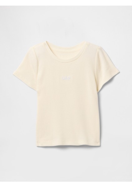 Kız Bebek Kırık Beyaz Gap Logo Fitilli T-Shirt