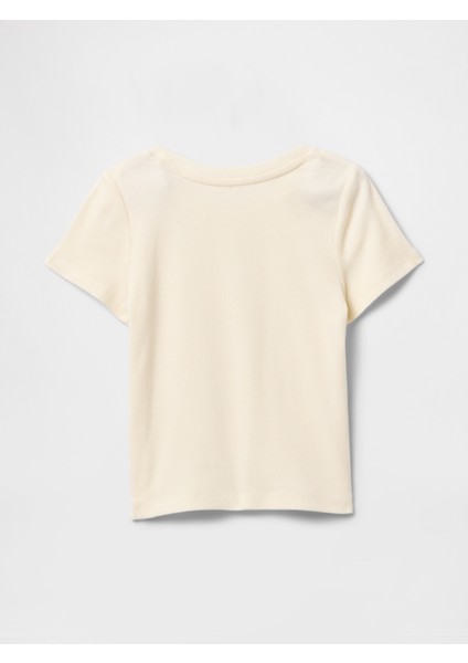 Kız Bebek Kırık Beyaz Gap Logo Fitilli T-Shirt modelleri