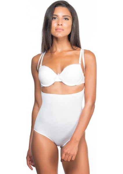 Miraxx Beyaz Mı Emay 2073 Göğüsü Açık Desenli Body Korse