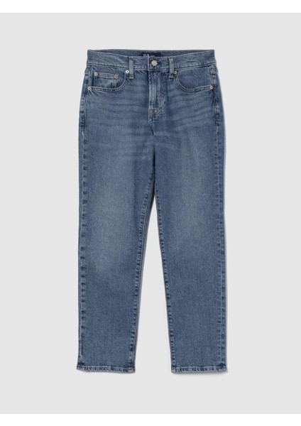 Kadın Koyu Mavi Mid Rise Girlfriend Jean Pantolon