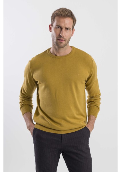 Hardal Slim Fit Bisiklet Yaka Erkek Triko fiyatları