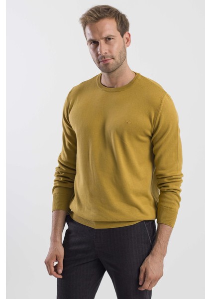 Hardal Slim Fit Bisiklet Yaka Erkek Triko modelleri
