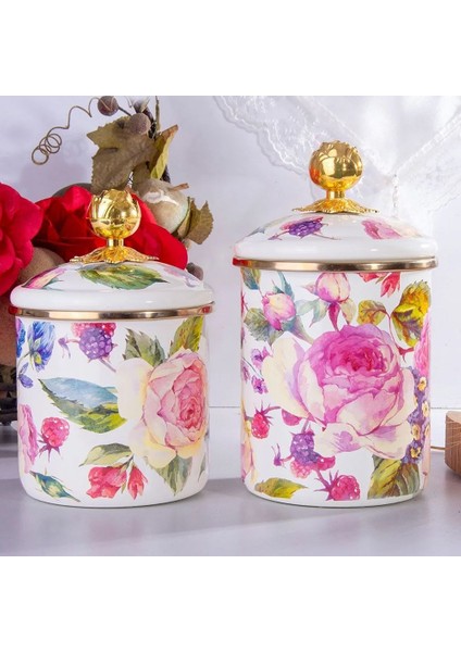 Emaye Kavanoz 2'li Set Rose Deluxe