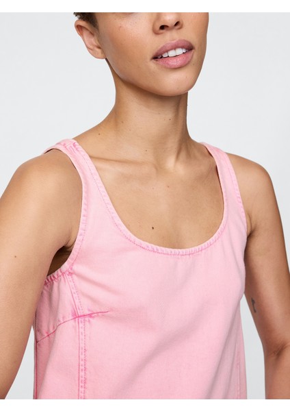 Kadın Pembe Ultrasoft Mini Denim Shift Elbise indirimleri