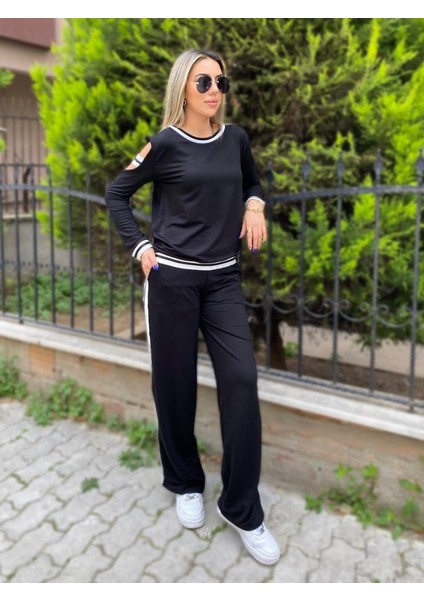 Kadın Iki Iplik Penye Kumaş Kol Detaylı Ribanalı Ikili Takım indirimleri