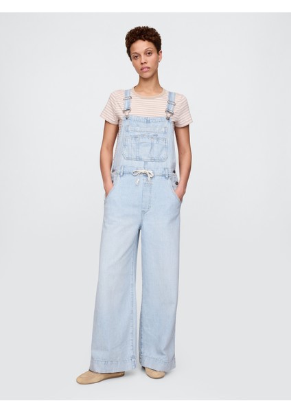 Kadın Açık Mavi Ultrasoft Denim Baggy Tulum