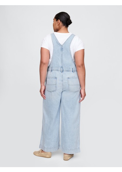 Kadın Açık Mavi Ultrasoft Denim Baggy Tulum modelleri