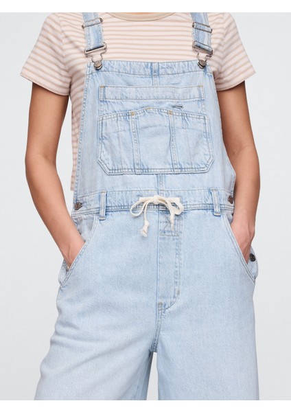 Kadın Açık Mavi Ultrasoft Denim Baggy Tulum indirimleri