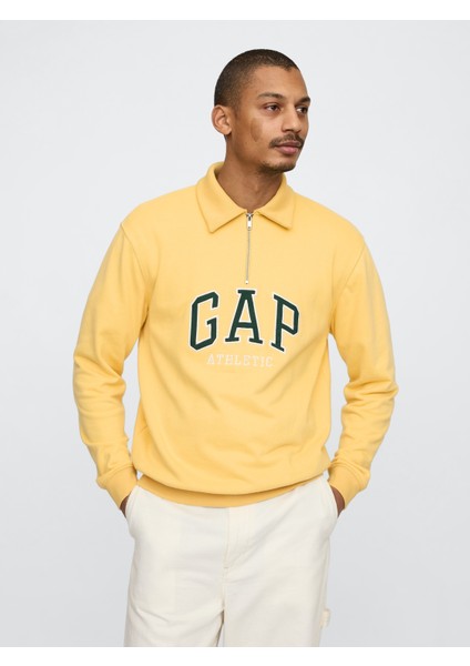 Erkek Sarı Vintagesoft Gap Logo Polo Yaka Sweatshirt