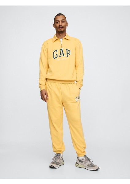 Erkek Sarı Vintagesoft Gap Logo Polo Yaka Sweatshirt
