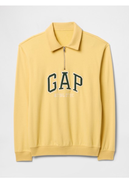 Erkek Sarı Vintagesoft Gap Logo Polo Yaka Sweatshirt