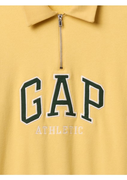 Erkek Sarı Vintagesoft Gap Logo Polo Yaka Sweatshirt