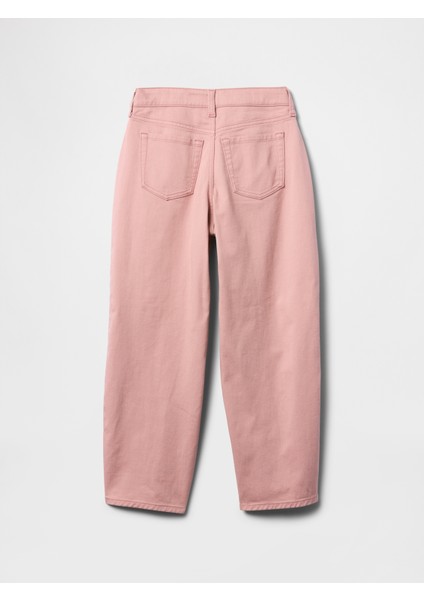 Kız Çocuk Pembe Barrel Jean Pantolon modelleri