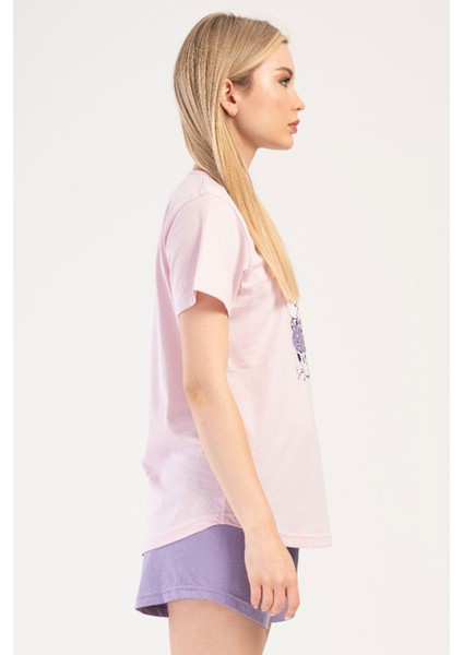 Pamuklu Kadın Kısa Kol Şortlu Pijama Takım , 401097