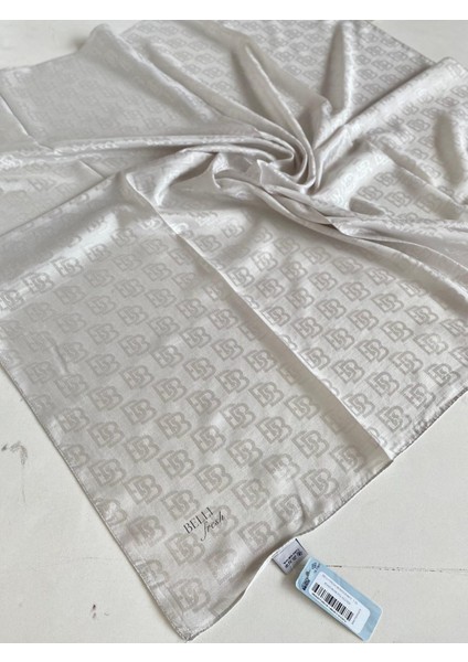 Fresh Monogram Jakarlı Eşarp 1-78 Açık Gri Desenli