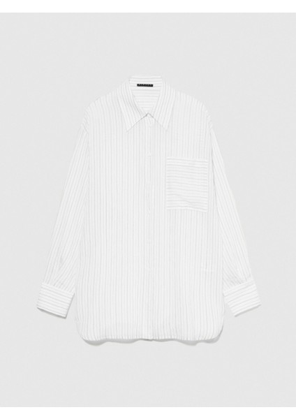 Sisley Viskoz Comfort Fit Cepli Gömlek Kadın Mavi Gömlek - 323A5GLQ05K